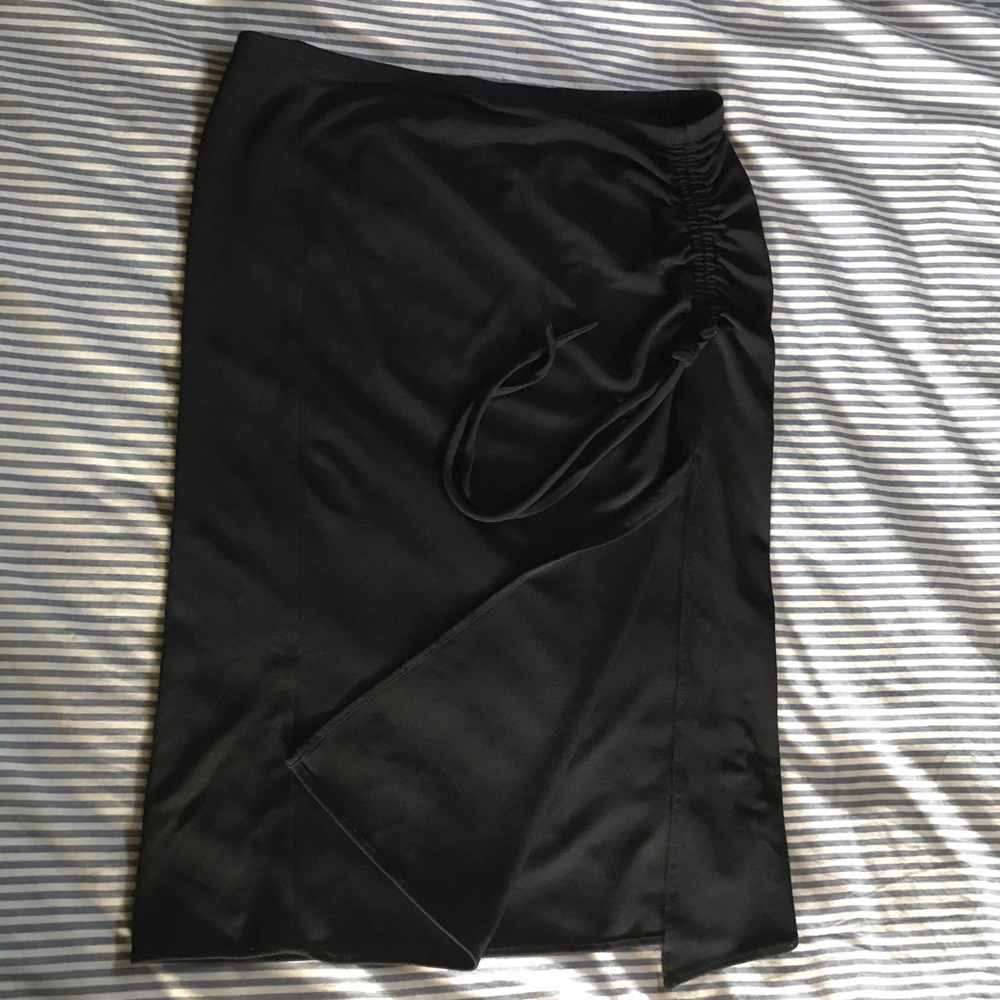 Black drapey strapless top by Express